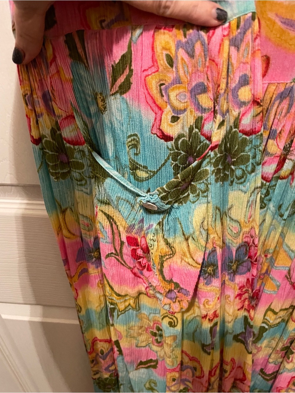 Bila Floral Sleeveless Maxi Dress in Pink, Yellow & Aqua M - Picture 3 of 5